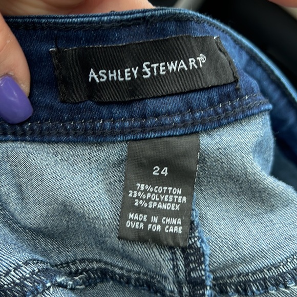 Ashley Stewart Plus Size Sequin Velour Front Skinny Jeans - Picture 2 of 4